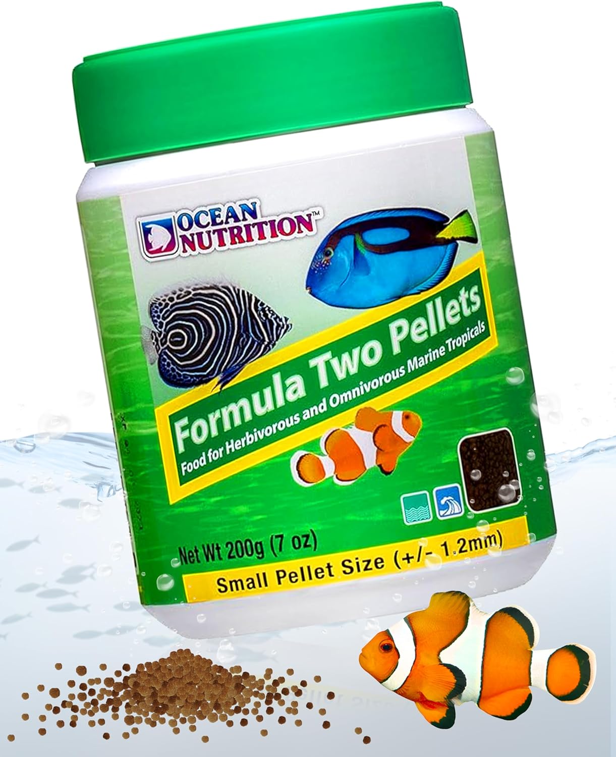 Ocean Nutrition Formula Two Pellets - Fish Food for Herbivorous & Omnivorous Marine Tropical Fish, High Protein(40%) - 14 oz (400 g) Small Pellets